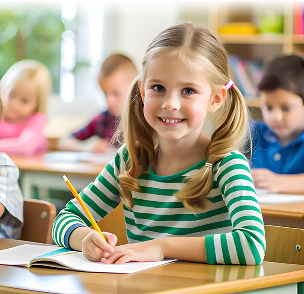 Дитина за навчанням у школі Благозаврик